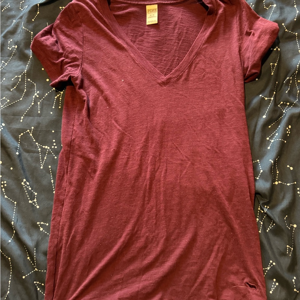 PINK V neck short sleeve